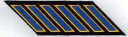 CHP - California Highway Patrol - HASH MARKS - ROYAL BLUE BORDERED BY MEDIUM GOLD on BLACK TWILL.